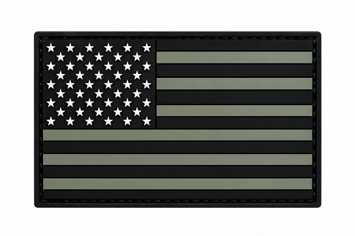 Black/Gray American Flag - PVC VELCRO PATCH