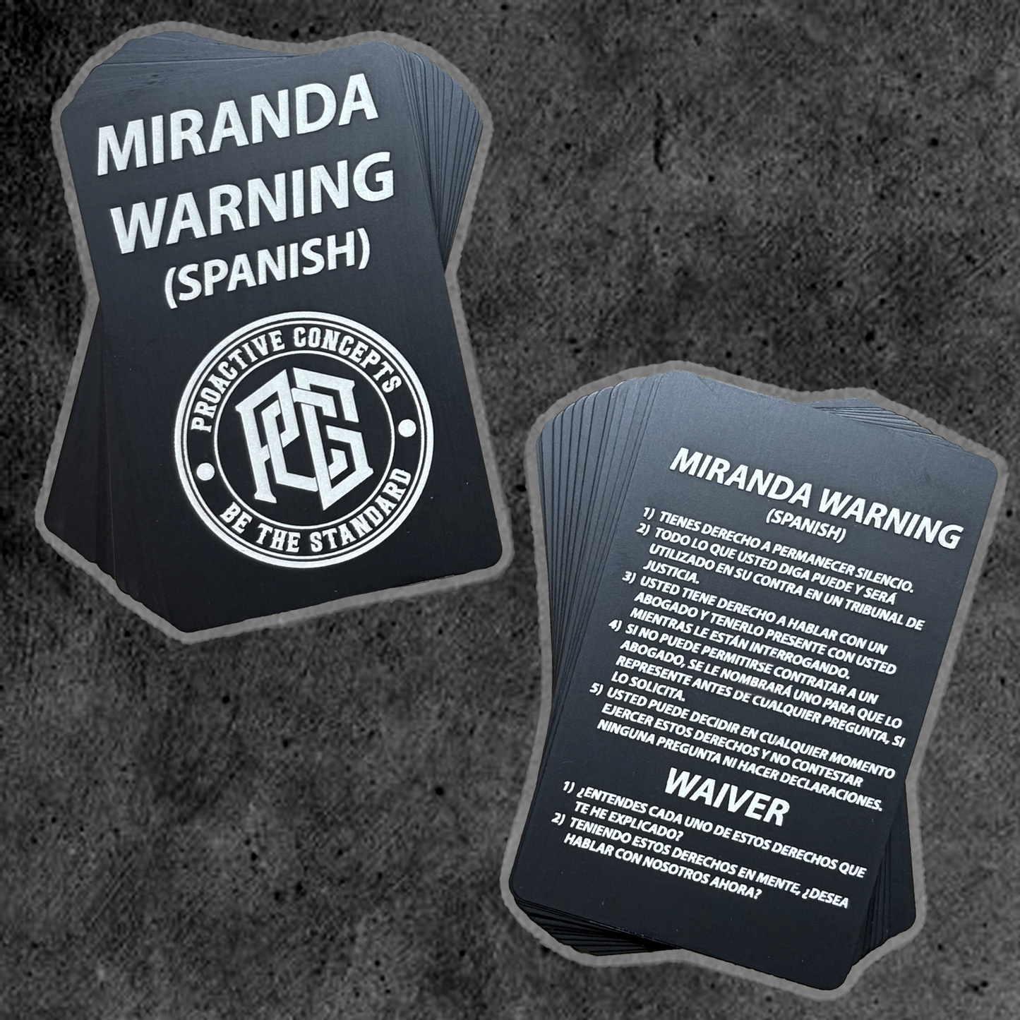 Aluminum Miranda Warning Card (SPANISH)