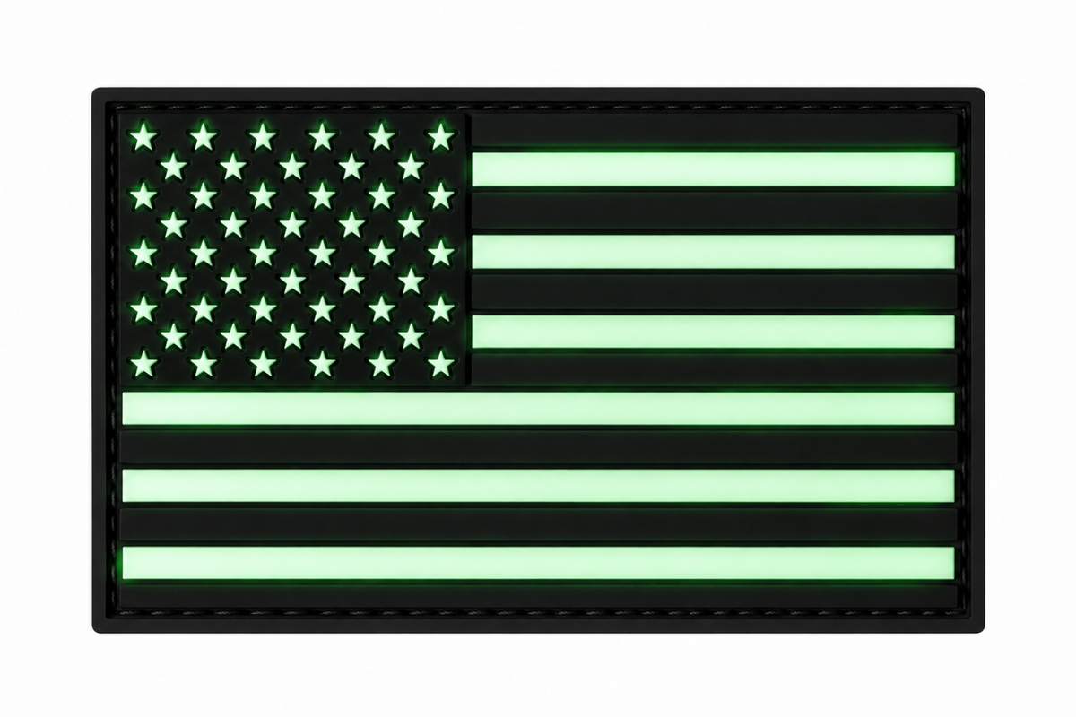 Glow In The Dark American Flag - PVC VELCRO PATCH