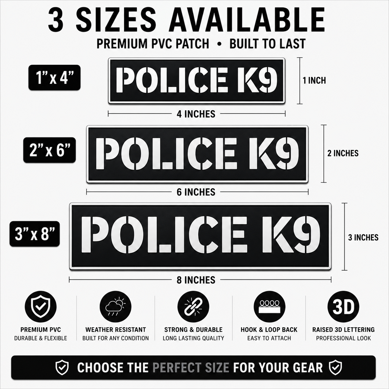 [POLICE K9] Tac-Ops PVC PATCH BLK/WHI