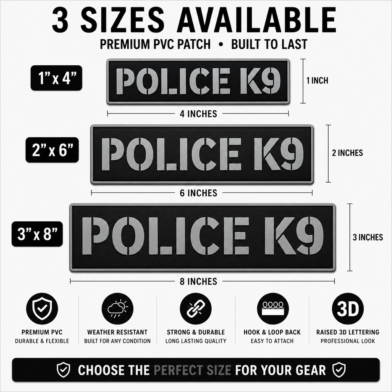 [POLICE K9] Tac-Ops PVC PATCH BLK/GRY