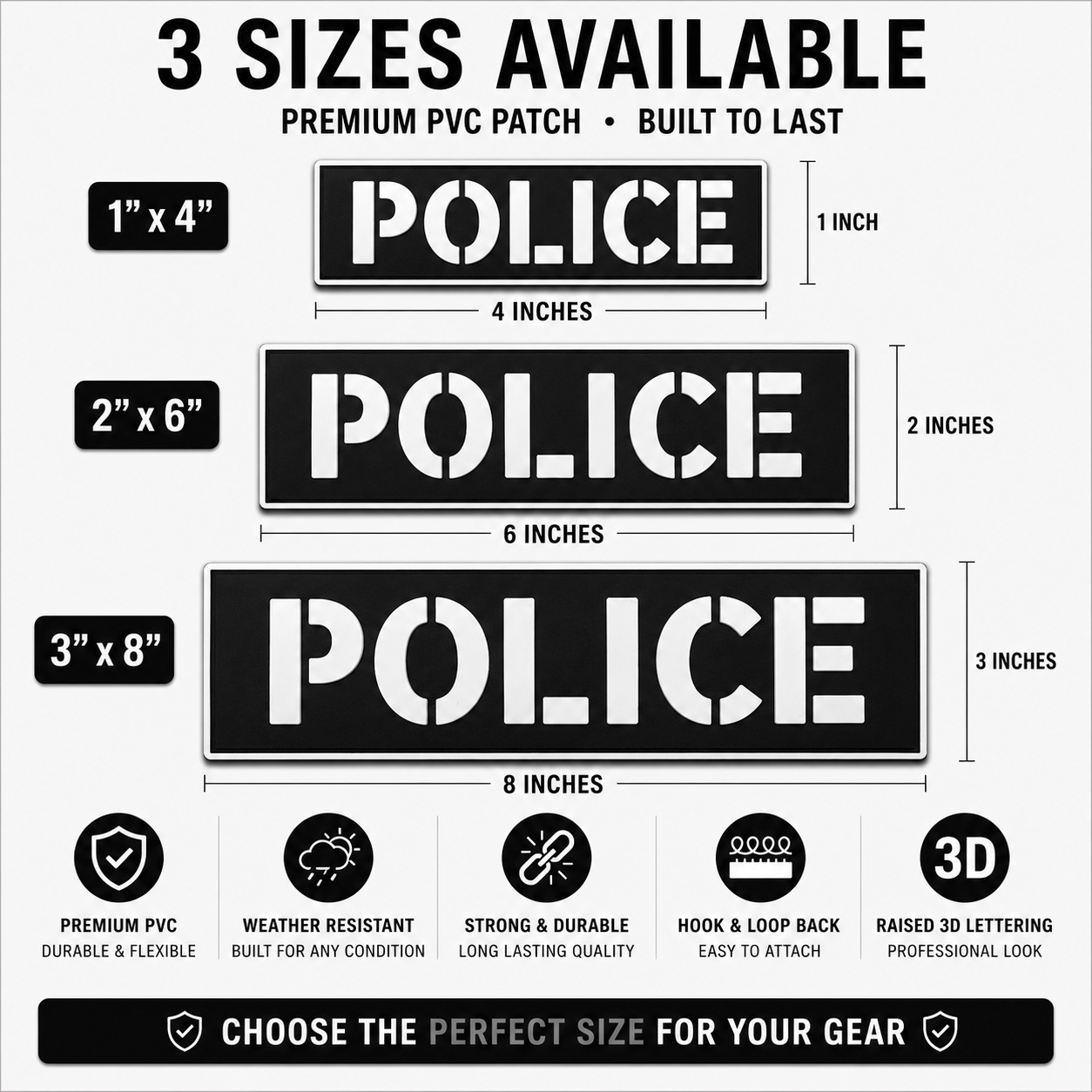 [POLICE] Tac-Ops PVC PATCH BLK/WHI