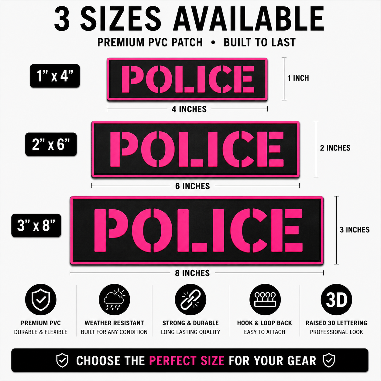 [POLICE] Tac-Ops PVC PATCH BLK/PNK
