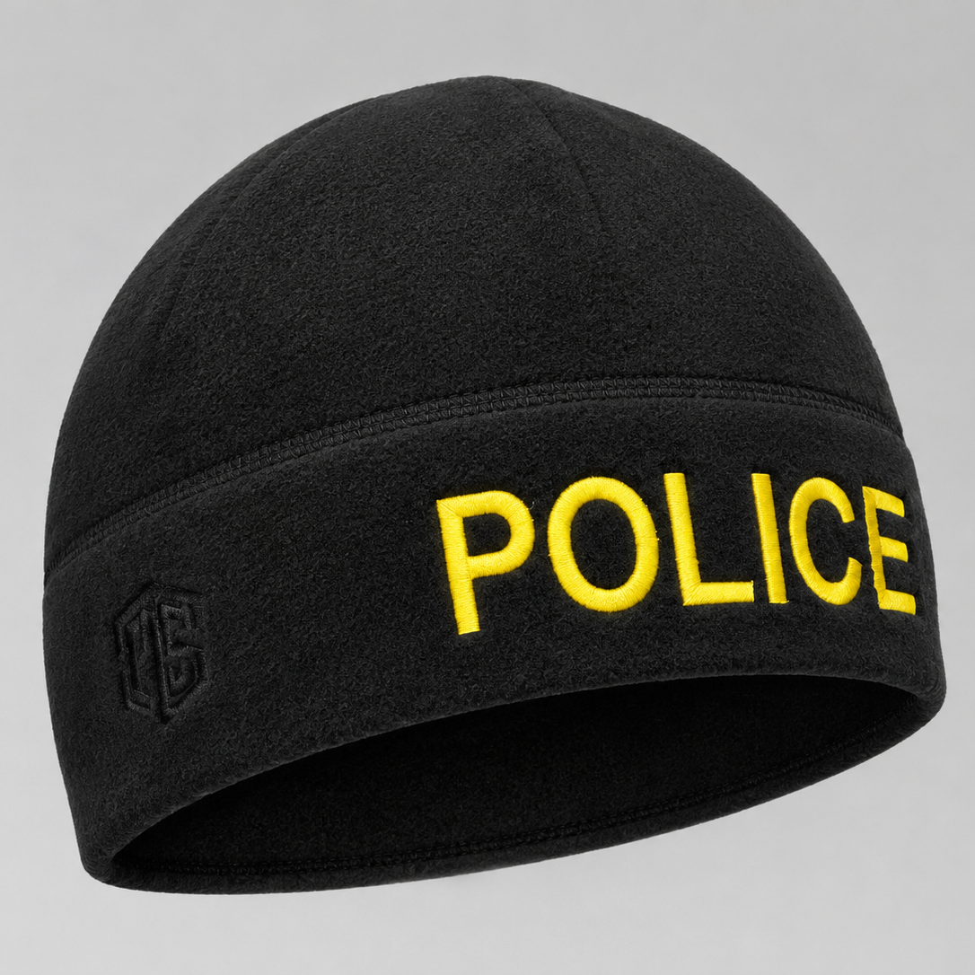 [POLICE] Black Operational Fleece Beanie (YLW)