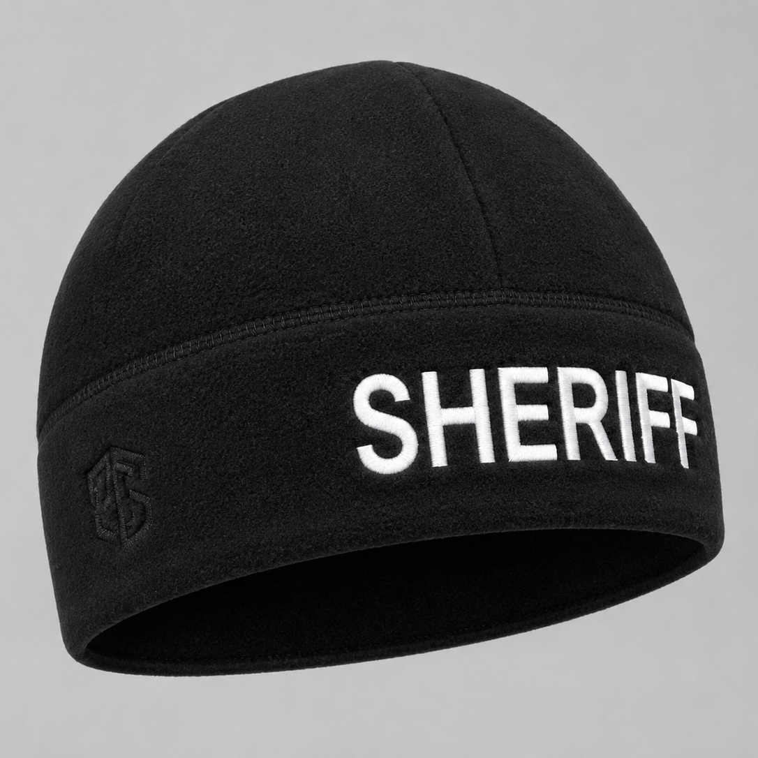[SHERIFF] Black Operational Fleece Beanie (WHT)