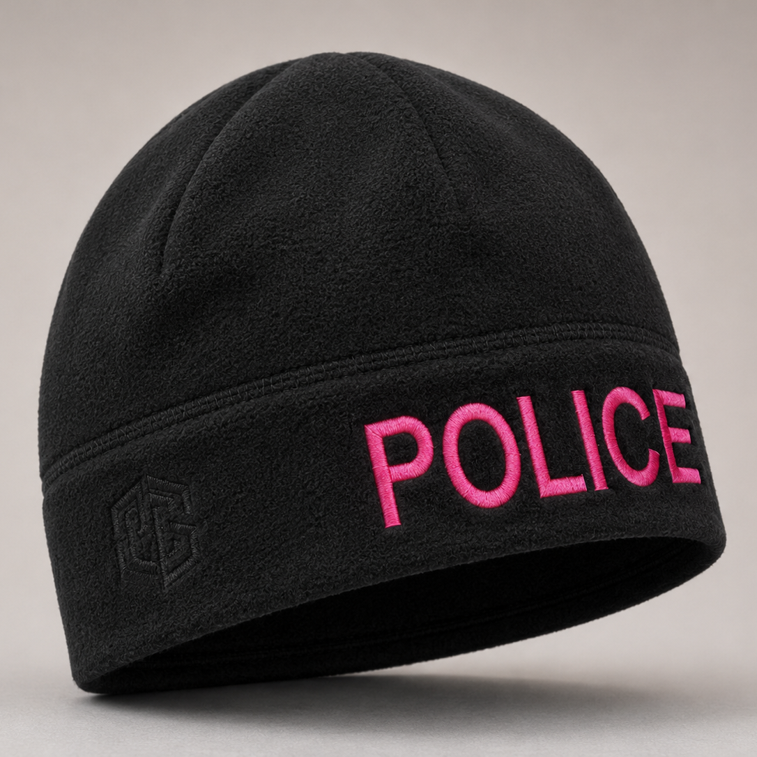 [POLICE] Black Operational Fleece Beanie (PNK)