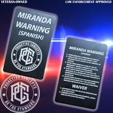 Aluminum Miranda Warning Card (SPANISH)