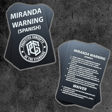 Aluminum Miranda Warning Card (SPANISH)