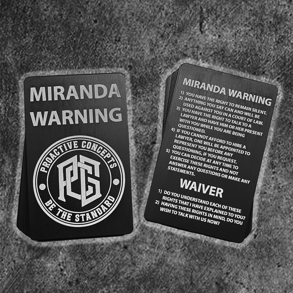 Aluminum Miranda Warning Card
